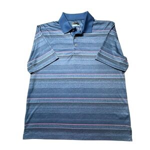 PGA Tour Polo Shirt Mens XL Blue Striped Short Sleeve Golf Performance Active